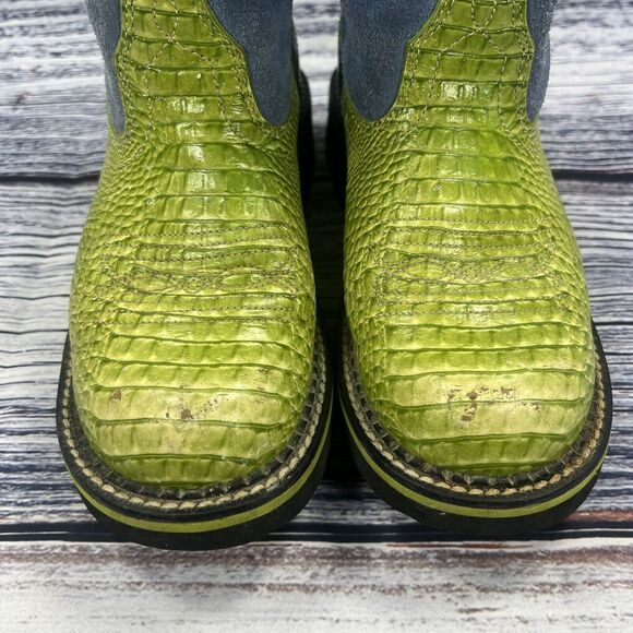 Ariat Fatbaby Green Croc & Blue Suede Western Cowgirl Boots 14746 Women’s Size 6 - Picture 3 of 9